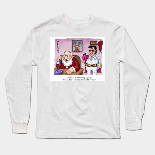 Santa has Elvis instead of Elves Long Sleeve T-Shirt by GODDARD CREATIVE